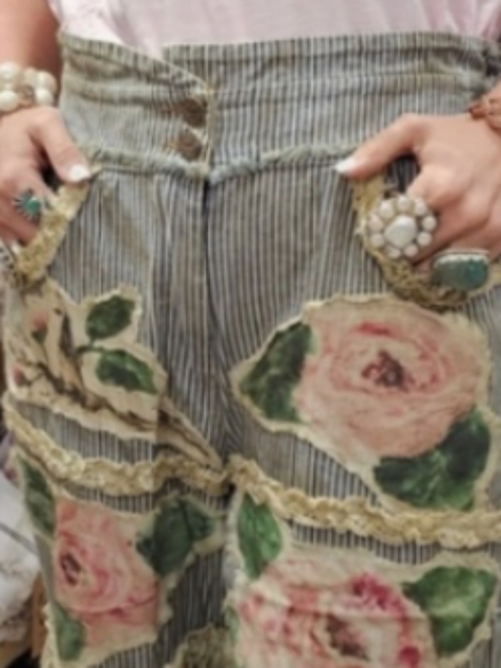 ❤️ A RARE BIRD “ ROSIE“ A RARE BIRD HAND MADE ROSE PANT WITH ANTIQUE TEA WASH 91 - Picture 6 of 9